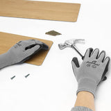 Large - 6 Pairs Grey & Black Nitrile Coated Work Gloves for Men and Women