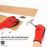 Medium - 6 Pairs Red & Black Nitrile Coated Work Gloves for Men and Women