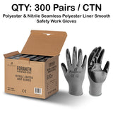 Large - 12 Pairs Grey & Black Nitrile Coated Work Gloves for Men and Women