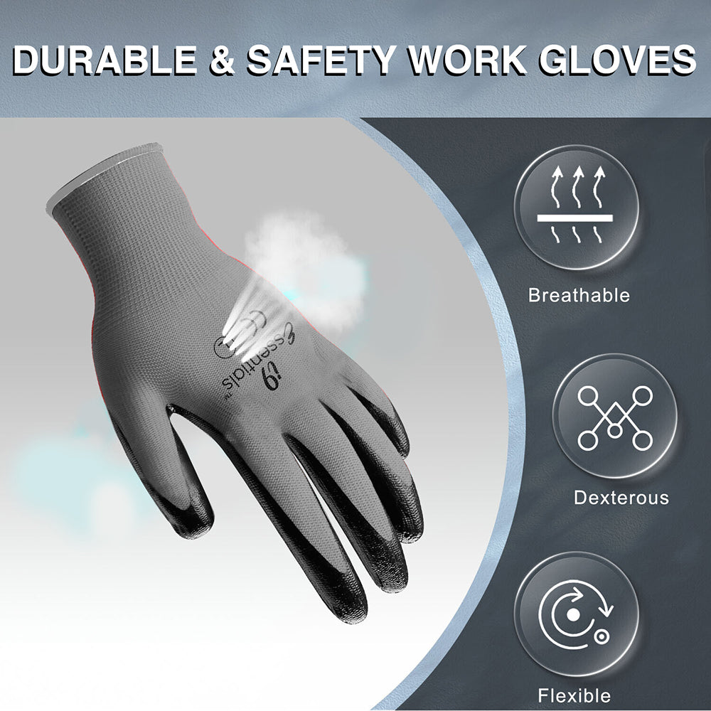 Large TruForce Nitrile Coated Work Gloves - Gray/Black - Industrial and  Personal Safety Products from